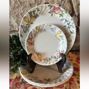 8 Piece Corning Corelle Chutney Fruit Swirl Rim 4 Dinner, 4 Bread/Salad EC